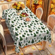 1pc Christmas Tree, Snowflake, Tree Topper Star Digital Print Tablecloth, Rectangular Durable Polyester Fabric, Suitable For Home, Kitchen, Garden, Holiday Parties, Weddings, Restaurants And Banquets, Christmas Decoration