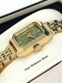 Pablo Raez 1pc Silver Elegant Lady Watch Rectangle Vintage IPS Luxury IPS Plated Women Dress Watch Stainless Steel Square Case Top Brand New AAA Design Quartz Retro Watch Business Fantasy Lady Fashionable White Face With Real Bar