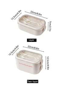 1 Set Student Bento Box With Fork And Spoon, Floral Pattern Lunch Box, Food Container Bento Box, Insulated Adult Lunch Box For Office Workers, Divided Kitchen Food Storage Box With Lid, Lunch Box, School Lunch Box - Multicolor - View 3