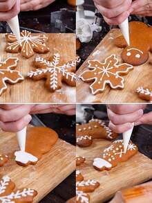 Conjunto de 5 cortadores de biscoitos de Natal, moldes para biscoitos de inverno, combinação de moldes para assar em Natal, confeitaria, biscoitos de fondant, boneco de gengibre, árvore de Natal, moldes para biscoitos de confeitaria para o Natal, decorações de Natal, pijamas de Natal, presentes de Natal, decoração de Natal - Prata - Ver 5