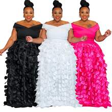 Plus Size Women's High Waist Flowy Maxi Dress - Elegant Formal Evening Gown Wedding, Party & Banquet, 1XL-5XL,Plus Size Fall Clothes Women,Plus Size Women Clothes,Please Check Size Chart Before Purchasing. - 黑色 - 查看 4