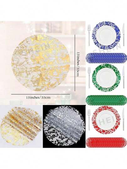 Gold Foil Hollow Placemat, Suitable For Various Party Decorations