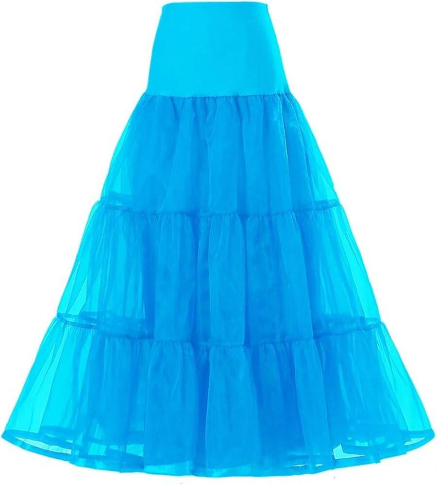 Plus Size Ankle Length Petticoat Crinoline Underskirt For Weddings - Sky Blue - 查看 1