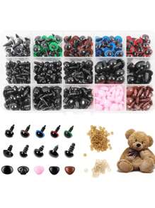 15 件塑料安全眼睛和鼻子，手工娃娃眼睛和熊鼻子（带垫圈），适用于万圣节装饰、圣诞节装饰、DIY 工艺品、钩针娃娃和毛绒动物（各种尺寸）、装饰房间、装饰房屋工具套装、学生手工学校用品