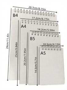 螺旋网格笔记本、顶线安装笔记本、网格笔记本、速记笔记本、记事本、适合素描的网格纸、绘图办公用品、网格笔记本、高中、大学、学习笔记本、网格纸、学校用品、返校