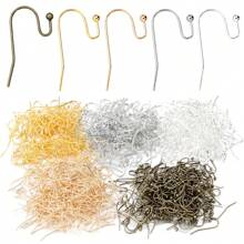 50pcs/Pack Iron Alloy D-Shape French Clip Earring Hooks, 13X11mm Elastic Earring Hooks Pendant Findings, DIY Jewelry Accessories