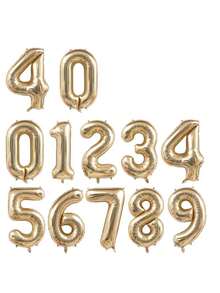 32/40 Inch Gold Number Helium Foil Balloons For Birthday Anniversary Party Decor, Gold Birthday Number Balloons For Adult & Kids Party, Photo Backdrop Decoration - Gold - View 6