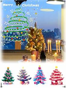 Christmas Decorations, Static Cling Christmas Tree, Snowman, Snowflake Glass Window Stickers For Mall Display Wall Stickers Room Decor Wall Sticker Wall Decor Home Decor Christmas Decorations Home