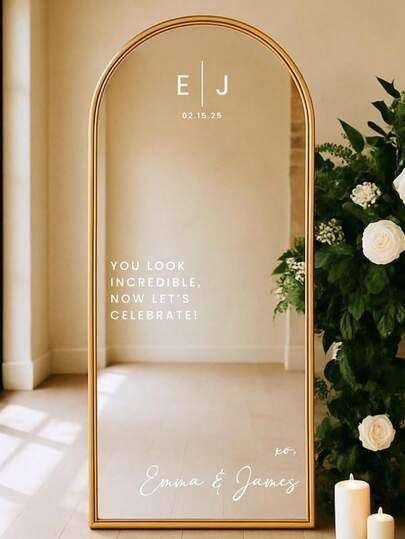 1pc- Custom Wedding Mirror Stickers, Welcome To Our Wedding Entrance Sign, Custom Vinyl Decal Sticker Mirror, Wedding Sign Decoration DIY Wedding Decal, Custom Mirror Engraving Decal Sticker, Wedding Items, Wedding Decoration, Anniversary, Birthday, Multi-Functional, Ideal Gifts For Him, For Anniversaries, For Valentine's Day, For Mother's Day, For Birthdays, For Father's Day, For Graduation, For Weddings, For Housewarming