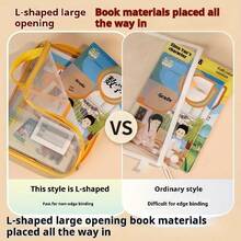 1pc Large Opening Mesh File Folder, Student Transparent Subject Sorting Exam Handbag, A4 Double Layer Nylon Mesh Subject Divider Bag, File Folder Exam Study Supplies Bag