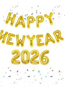4 件/套 2026 数字铝箔气球套装，新年气球，适用于派对装饰、节日家居装饰、新年派对装饰、室内外装饰、家庭聚会、庆祝装饰、圣诞节 - 彩色 - 查看 6