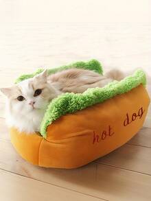 1 - Piece Hot Dog Shaped Pet Bed, Cute Plush Dog Bed For Small & Medium Dogs (Shiba Inu, Pomeranian, French Bulldog), Comfortable Warm Pet Nest , Fun Food - Themed Dog Bed For Indoor Use, Cozy Dog Cushion Bed For Sleeping & Lounging,Comfortable "Hot Dog" Pet Bed, Suitable For Small To Large Dogs And Cats - Multicolor - View 8