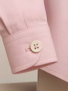 Children's White Long Sleeve Button Down Shirt 100% Cotton - Baby Pink - View 4