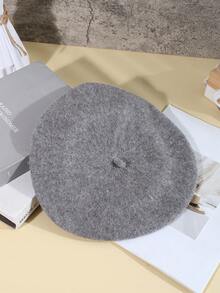 1pc Women's Solid Color Wool Beret Hat, Artistic Japanese Style Suitable For Outings And Sketching, Autumn/Winter