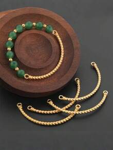 1/2/10Pcs Alloy Twisted Hollow Bead Connectors, Curved Arc Chinese Style Half Bracelet Spacer Beads, Tube Link Beads For Jewelry Making, DIY Bracelet Accessories, Handmade Beading Kit For Necklace And Anklet Crafting - Multicolor - View 10