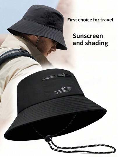 1pc Men's Bohemian Style Sun Protection Bucket Hat, Foldable Fishing/Hiking Hat, Waterproof, Breathable, Suitable For Outdoor Activities In Summer, Autumn, Winter