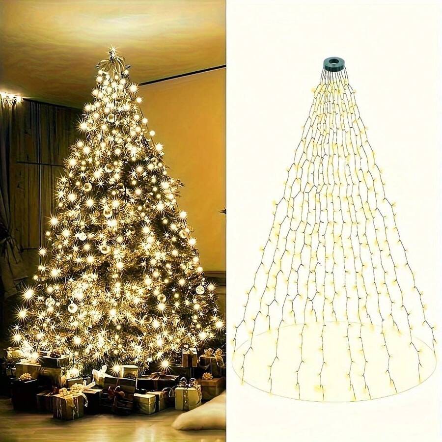 1 pezzo Luci per albero di Natale - Luci a stringa per interni, alimentate tramite USB, adatte per allegria natalizia, decorazione natalizia - Applicabile per albero di Natale, casa, festa, decorazione matrimonio - Luci LED, decorazione per tutte le stagioni, senza batterie richieste, design a lampadina a rete, lampadine in plastica resistente