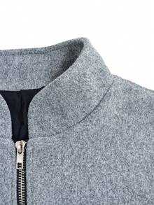 Damen Lässige modische Reißverschluss Alltagsjacke, Saum plissiert locker Langarm warme Jacke; Stilvoller Stehkragen plissiert locker kurzer Mantel, Herbst/Winter