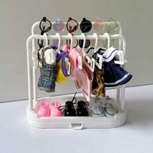 [15/20厘米娃娃衣服展示架，含10个衣架] LABOBO 娃娃衣服展示架，娃娃配件衣架 - 彩色 - 查看 10