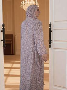 Áo choàng hoa nhí, Áo choàng hoa nhí màu hồng nhạt, Áo choàng dáng rộng một cỡ, Áo choàng hoa nhí kiểu đồng quê, Áo choàng thoải mái, Trang phục cầu nguyện hàng ngày giản dị, Áo choàng hoa nhí phong cách retro cho kỳ nghỉ - Màu Hồng baby - Xem 4