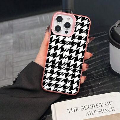Durable Lightweight Anti-Yellowing Houndstooth Pattern Case For  16 Pro Max 15 Plus 14 13 12 11 XS Max XR X Stylish Shockproof Protective Cover  Chic Design Fashionable Accessory For Women Girls Kids
