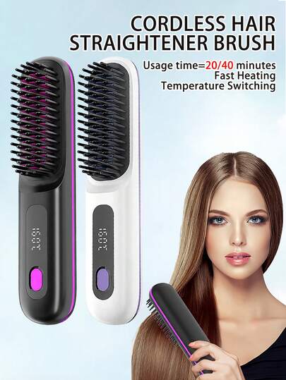 便携式无线直发器，快速加热，恒温设计，智能LED数字显示屏，USB充电，小巧轻便，适合居家和旅行，是送给女性的理想礼物，专业造型工具，居家护发，沙龙级造型，时尚造型工具