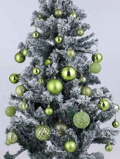 24 st/12 st mini gröna julgransprydnader - splittersäkra julgranskulor, matta och glansiga kransar, eldstad, trappupphängning, jul- och nyårsfestdekorationer, julstämningsdekorationer