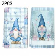 1 set/2 pièces/100 pièces Serviettes de cuisine et lavettes avec motif de lutin de Noël, convient pour la décoration intérieure des restaurants, cuisines et salles de bains, la décoration de fête, les cadeaux de fête et peut également être offert comme cadeaux de Noël - Multicolore - Voir 12
