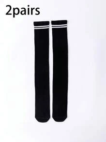 2pairs Kids Striped Pattern Casual Over The Knee Socks For Daily Life