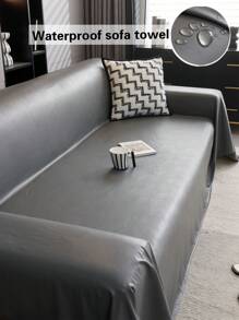 1pc Contemporary Waterproof Sofa Throw Cover - Pet Friendly Seasonal Sofa Blanket Protector, 100% Polyester, Suitable For Sectional Sofas, Machine Washable (180-200gsm) - Dark Grey - View 8