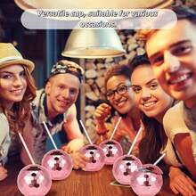 1 buc 580ml Disco Ball Cup cu capac și paie Disco Wine Flash Cocktail Cup Party Supplies și favoruri pentru petrecere