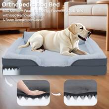 Orthopedic Dog Beds Large Sized Dog - Washable Large Dog Cat Bed Comfort Dogs Couch Sofa With Washable Removable Cover, Pet Bed With Nonskid Bottom. Orthopedic Support: Our Orthopedic Cat Sofa Is Designed To Give Your Pet Unparalleled Support For A Deep, Dreamy Sleep. High-Density Egg-Crate Foam Helps Distribute Weight Evenly And Provides The Perfect Amount Of Pressure Relief And Joint Support - Dark Grey - View 8