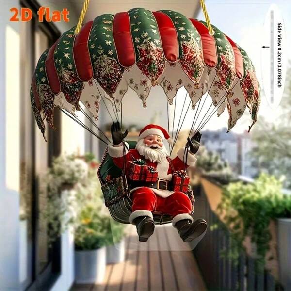 2D flache 1 Stück Acryl Boho Stil Weihnachtsmann Fallschirm Hängedekoration - Multifunktionale Feiertags-Weihnachtsdekoration, geeignet für Wohnzimmer und Schlafzimmer - perfektes Feiertags-Geschenk für Freunde und Familie