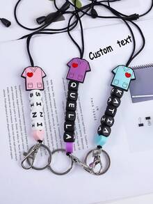 1pc Customized Nurse Uniform, Silicone Heart & Letter Beaded Keychain, Customized Name, Anti-Lost Chain, Customized Keychain, Customized Bag Charm - Stethoscope - View 11