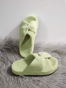 2025 Criss-Cross Flat Slip-On Slippers, New Bowknot Design, Soft Bottom Comfortable House Slippers, Slouchy Homewear Essential - Green - View 4