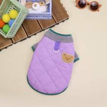 25pcs/Set Pet 2 In 1 Cotton Vest, Thickened Floral Dog Cotton Jacket, Small Dog Clothes, Autumn/Winter New Padded Vest - Orange - View 4