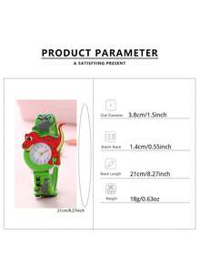 Phim hoạt hình dễ thương Khủng long Silicone Dây đeo Trẻ em Đồng hồ - màu xanh lá - Xem 2