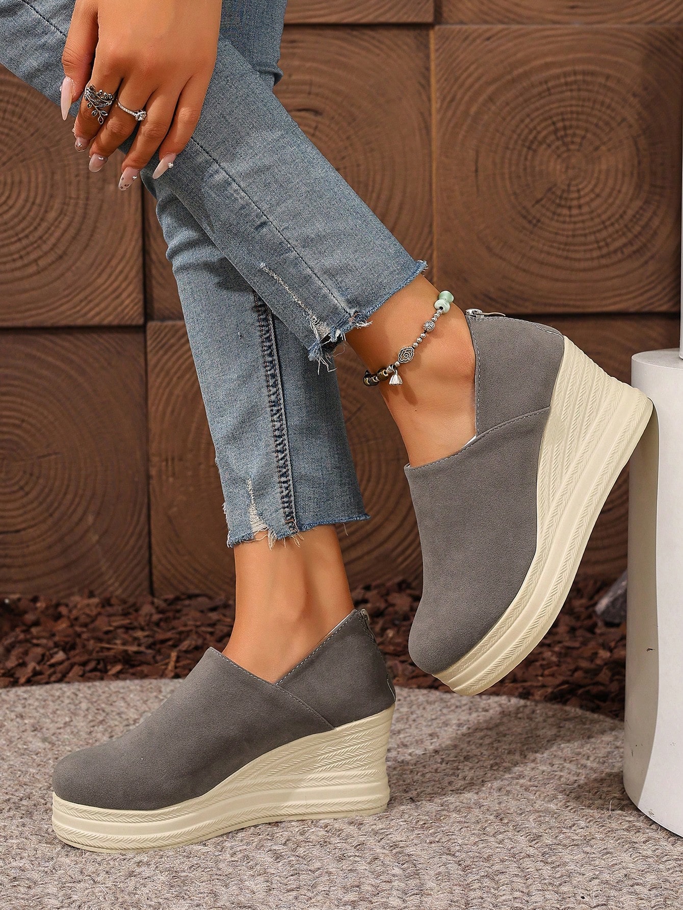 أحذية منصة سميكة الأربطة الكتانية الرجعية، أحذية ع...