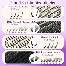 Manga Lash Clusters Natural Look Anime Japanese Eyelash Extensions 488 Pcs 8-18MM Wispy Cluster Lashes For Cosplay, Thick Volume Wet-Look And Natural 2 Styles Of Lash Extension With Thin Band - White - View 4