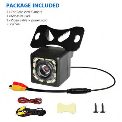 BAIDELUO 1 件通用汽车后视摄像头 12 LED 高清夜视倒车倒车停车防水汽车倒车摄像头监控器监控 CCD，适用于大多数车型