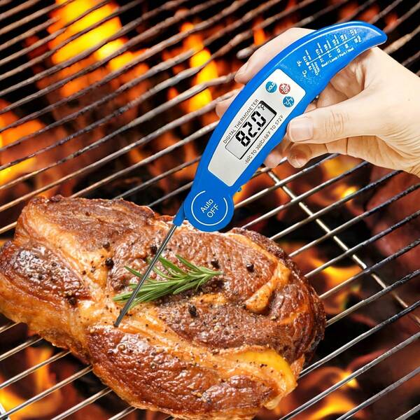 1 pieza, Termómetro de alimentos, Termómetro de carne de lectura instantánea, Termómetro para hornear, Termómetro digital para cocinar alimentos con sonda extra larga para barbacoa, caramelo, cocina, barbacoa, ahumador, horno, aceite, leche, yogur, accesorios de cocina, artículos esenciales para dormitorio