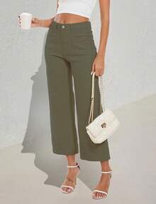 Wide Leg Jeans For Women  High Waisted Flare Jeans Cropped Pants Stretchy Baggyhalloween - màu xanh lá - Xem 9