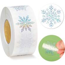 2 rollos (1000 piezas) de pegatinas de copos de nieve de oro, etiquetas navideñas transparentes y holográficas, sellos adhesivos redondos para sobres navideños y de invierno, pegatinas decorativas para regalos navideños, decoración de tarjetas de felicitación, decoración de escaparates, envoltura de regalos DIY, sellos DIY para sobres, sellos para sobres de tarjetas de felicitación