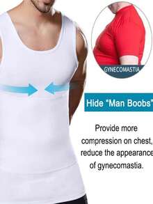 Men Body Shaper Compression Vest Undershirt Seamless Waist Trainer Tank Top Belly Control Workout Shapewear Menswear Slim Fit - 黑色 - 查看 3