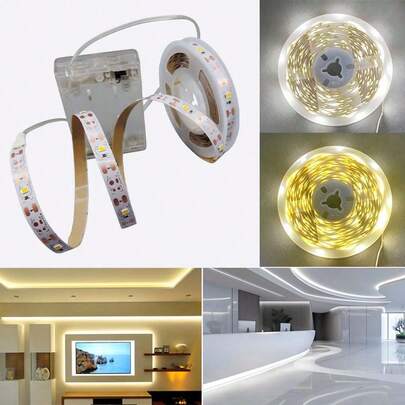 Bandă luminoasă LED, alimentată cu baterii (bateriile nu sunt incluse), tăiabilă și pliabilă - perfectă pentru crearea unei iluminări ambientale în dormitoare, camere de zi și camping în aer liber