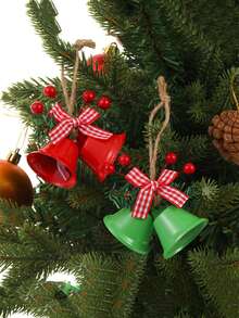 1 peça de sino duplo decorativo de Natal para pendurar em janelas e árvores, acessórios de metal para decoração DIY, decoração de cenários, decoração de festivais, decoração de quartos, decoração de casa, decoração de escritórios, decoração de festas temáticas, decoração de Natal, decorações de Natal, decorações de inverno, presentes de Natal para casa, decoração de Natal