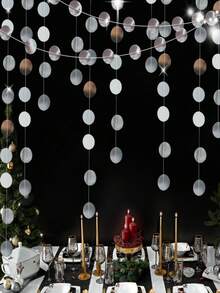 Round Flags Party Background Decoration For Wedding Season, Graduation Season, Birthday Party Decoration For Silver Polka Dot Garland Hanging Polka Dot Streamers Silver Party Decoration String Flag Background Birthday Wedding Gift Shower Engagement Bridal Shower Graduation Birthday Bachelor Party,Party Decorations Christmas Decorations Home Decoration, Festive Atmosphere