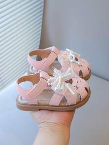 Giày sandal mới cho bé gái có họa tiết trái tim, thiết kế mũi kín, đế mềm chống trượt, nhẹ và thoải mái cho mùa hè - Hồng - Xem 5