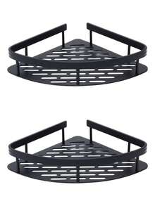 2 Shampoo And Soap Holder Corner Wall Mount Bathroom Black - 黑色 - 查看 1