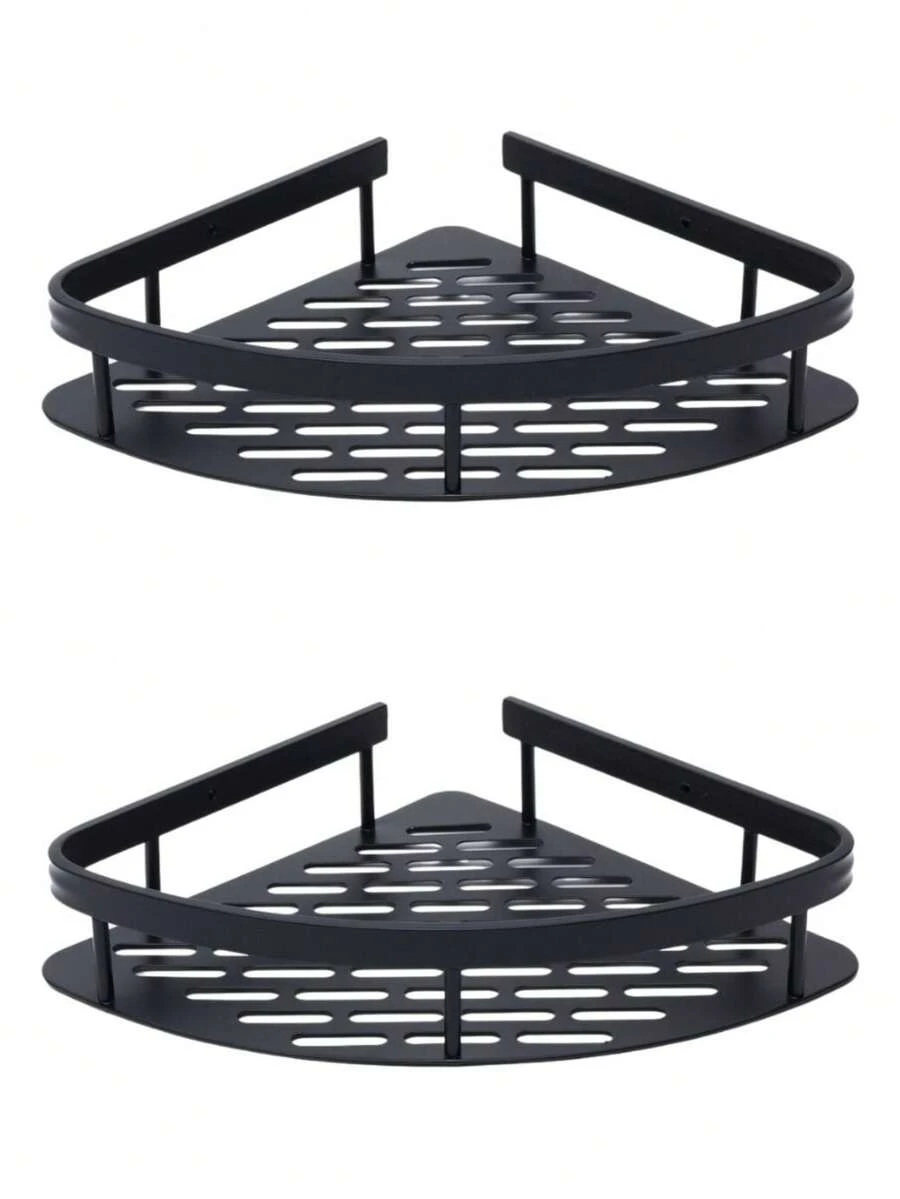 2 Shampoo And Soap Holder Corner Wall Mount Bathroom Black - 黑色 - 查看 1